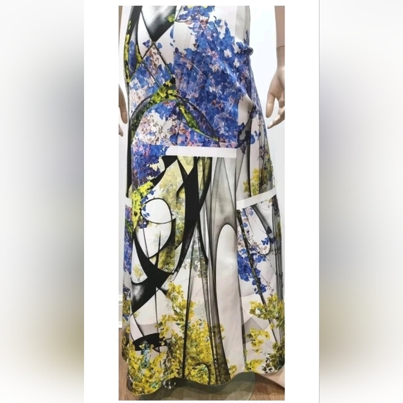 CLOVER CANYON Neoprene Scuba Color Print Sleeveless A-Line Racerbck Maxi Dress M - Picture 7 of 12